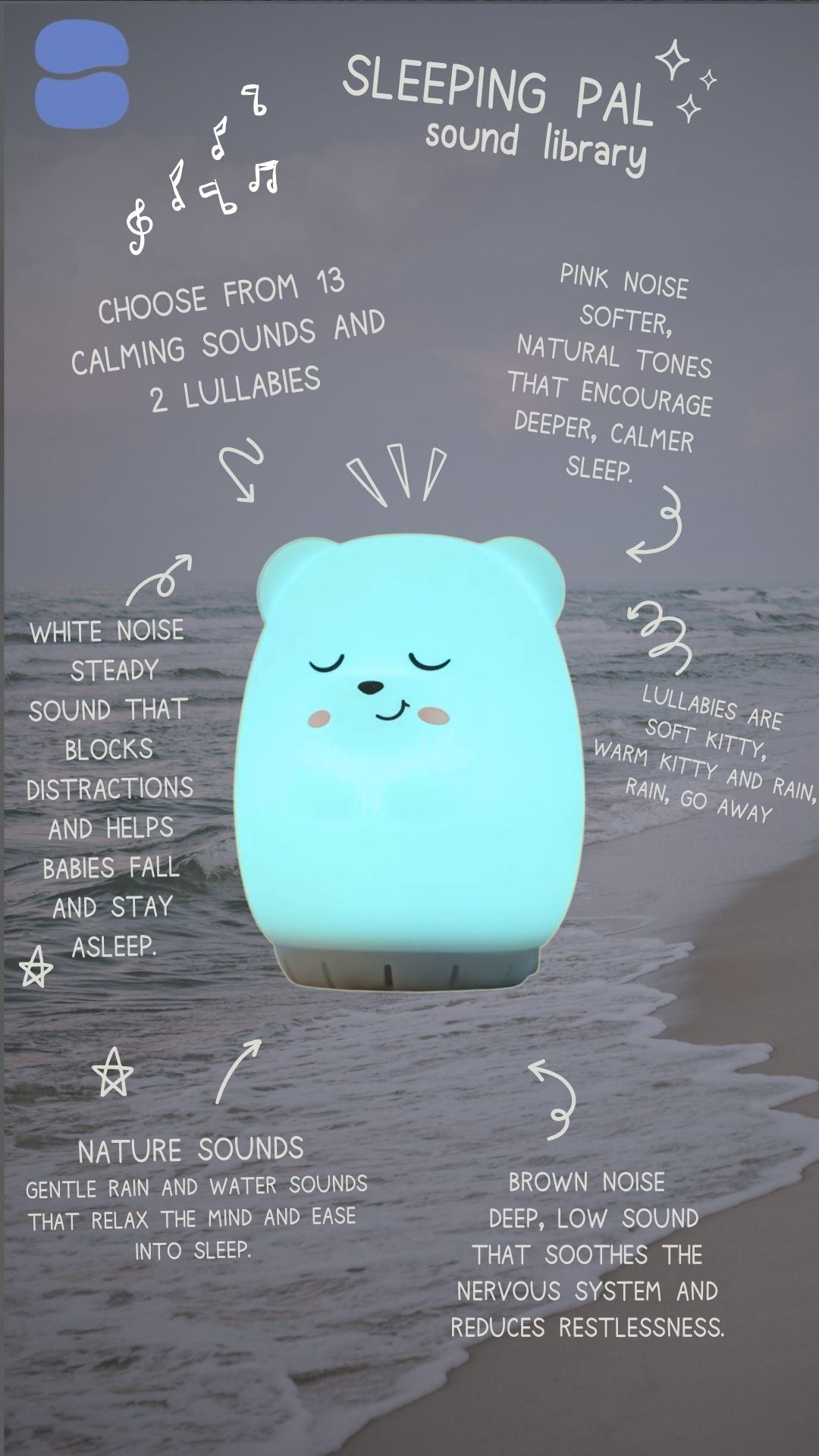 Sleeping Pal Night Light Sound Machine - 'Ted' a carefree little Bear