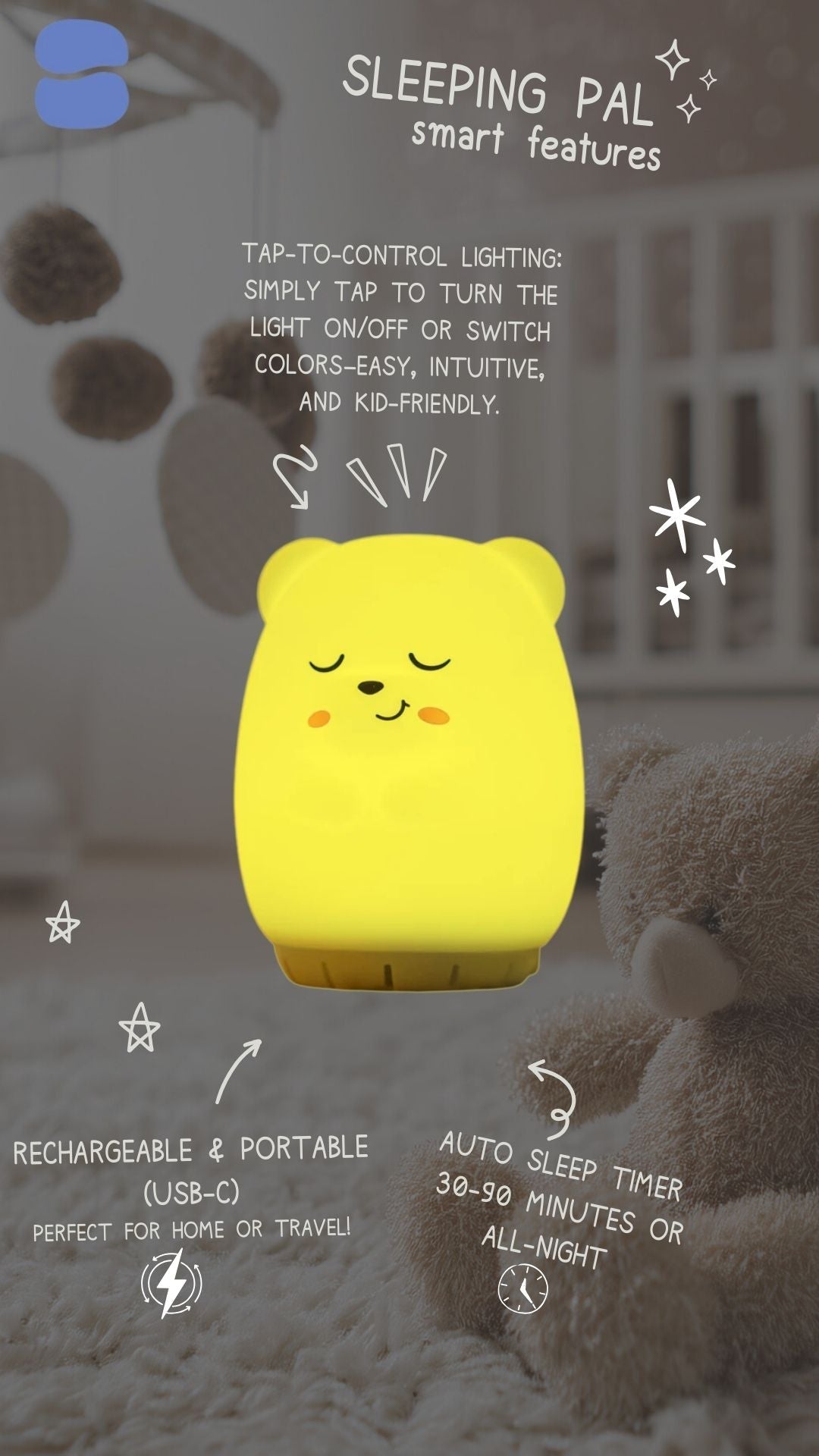 Sleeping Pal Night Light Sound Machine - 'Ted' a carefree little Bear