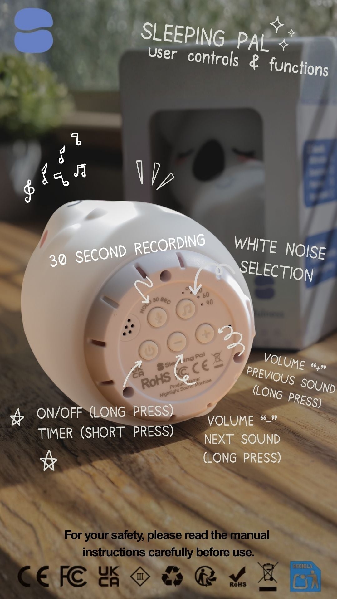 Sleeping Pal Night Light Sound Machine - 'Bonnie' The Bunny